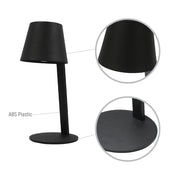 Lámpara de mesa LED portátil y solar, ideal para terrazas o jardines con decoración al aire libre moderna y funcional.