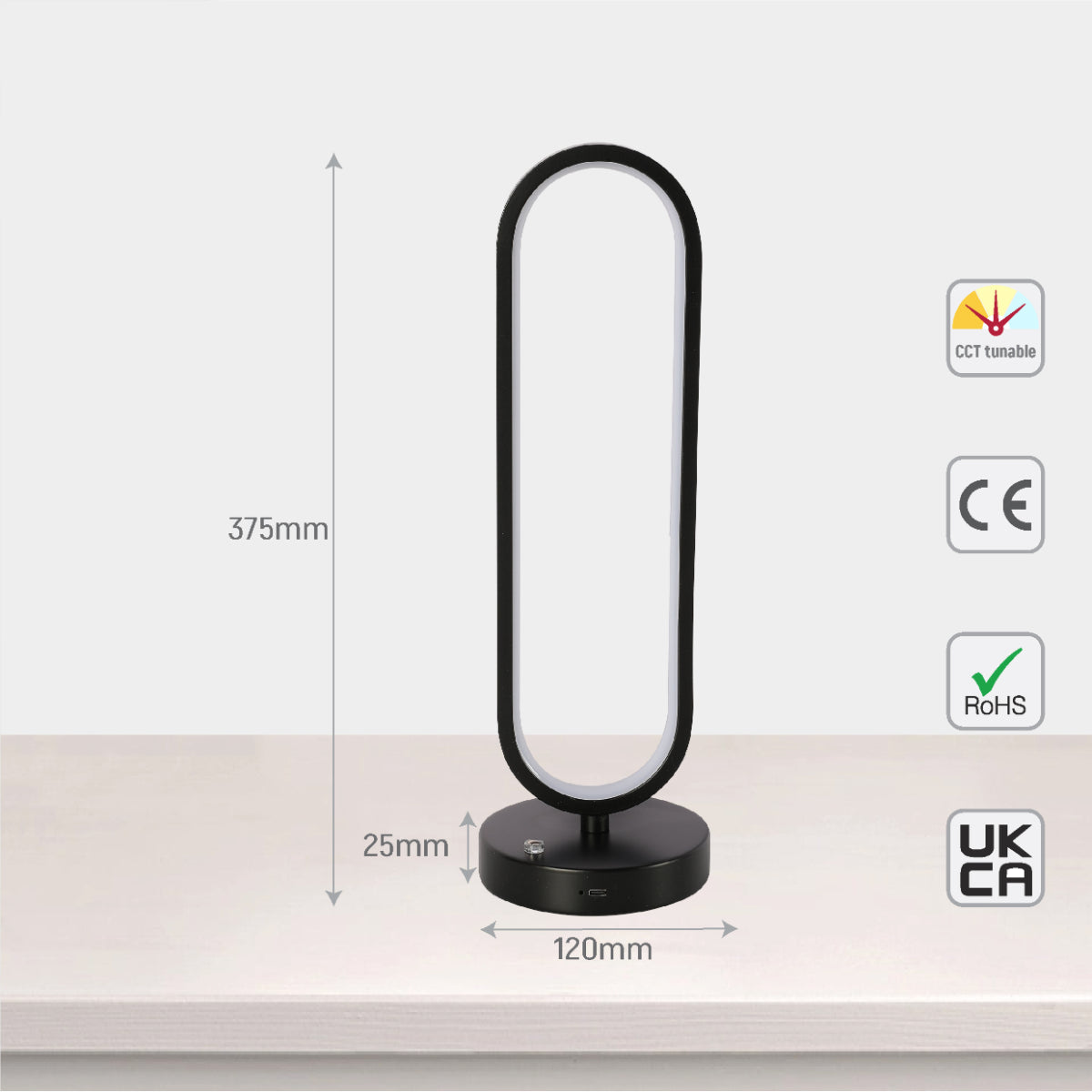 Lámpara de mesa ovalada minimalista con LED de 3 CCT, perfecta para oficinas con decoración moderna y elegante.