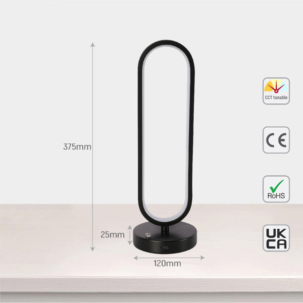 Lámpara de mesa ovalada minimalista con LED de 3 CCT, perfecta para oficinas con decoración moderna y elegante.