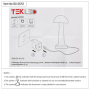 Lámpara de mesa recargable en forma de hongo, ideal para espacios modernos y acogedores, perfecta para salas de estar o dormitorios.