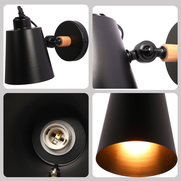 Lámpara de pared ajustable de diseño cónico moderno, ideal para espacios contemporáneos como salones o oficinas.