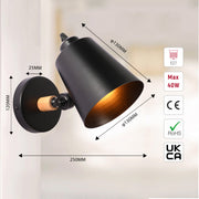 Lámpara de pared ajustable de diseño cónico moderno, perfecta para espacios contemporáneos como salas de estar o dormitorios elegantes.