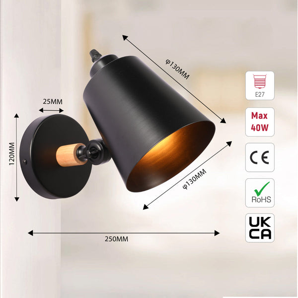 Lámpara de pared ajustable de diseño cónico moderno, perfecta para espacios contemporáneos como salas de estar o dormitorios elegantes.