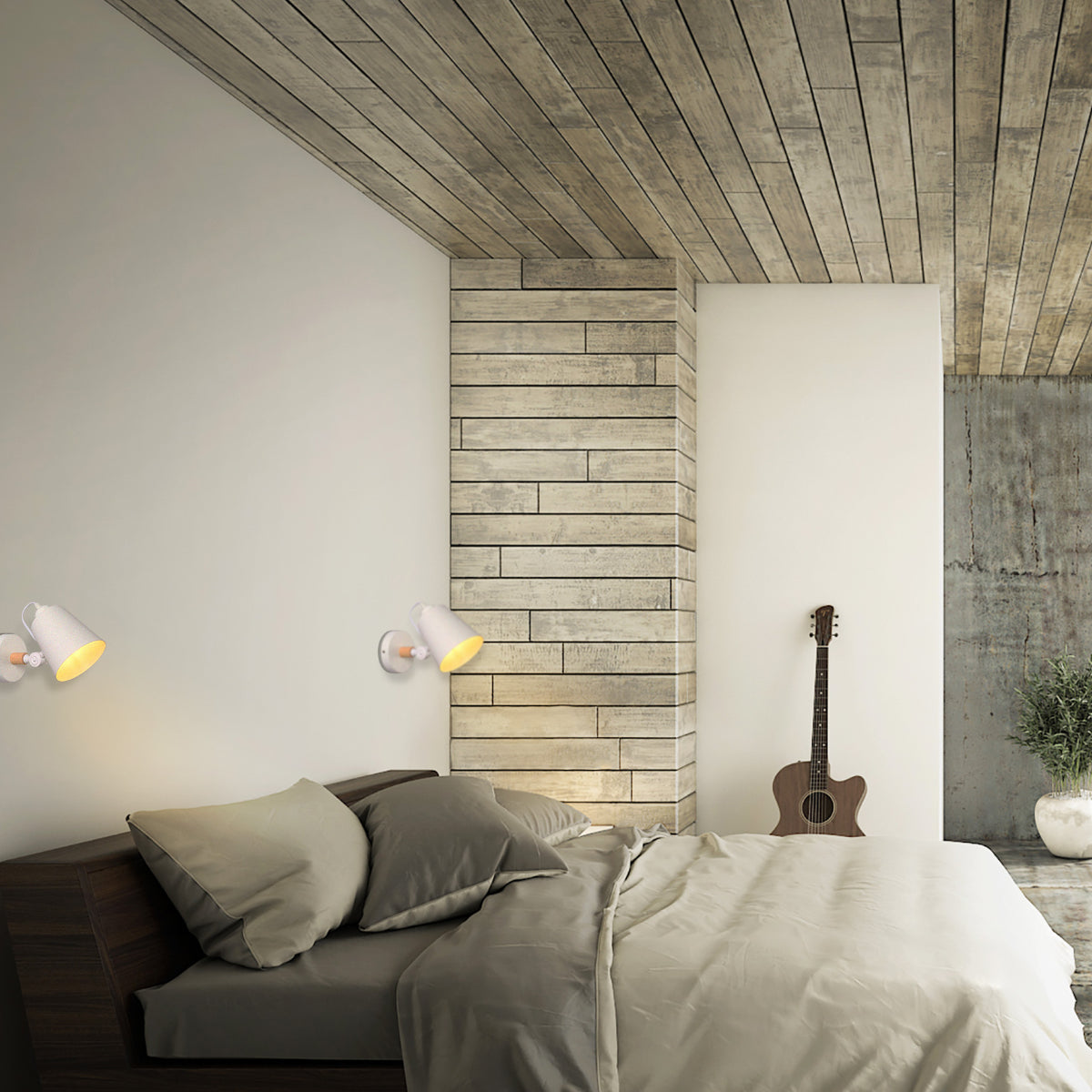 Lámpara de pared ajustable con diseño cónico moderno, ideal para espacios sofisticados como salas de estar o oficinas de estilo nórdico.