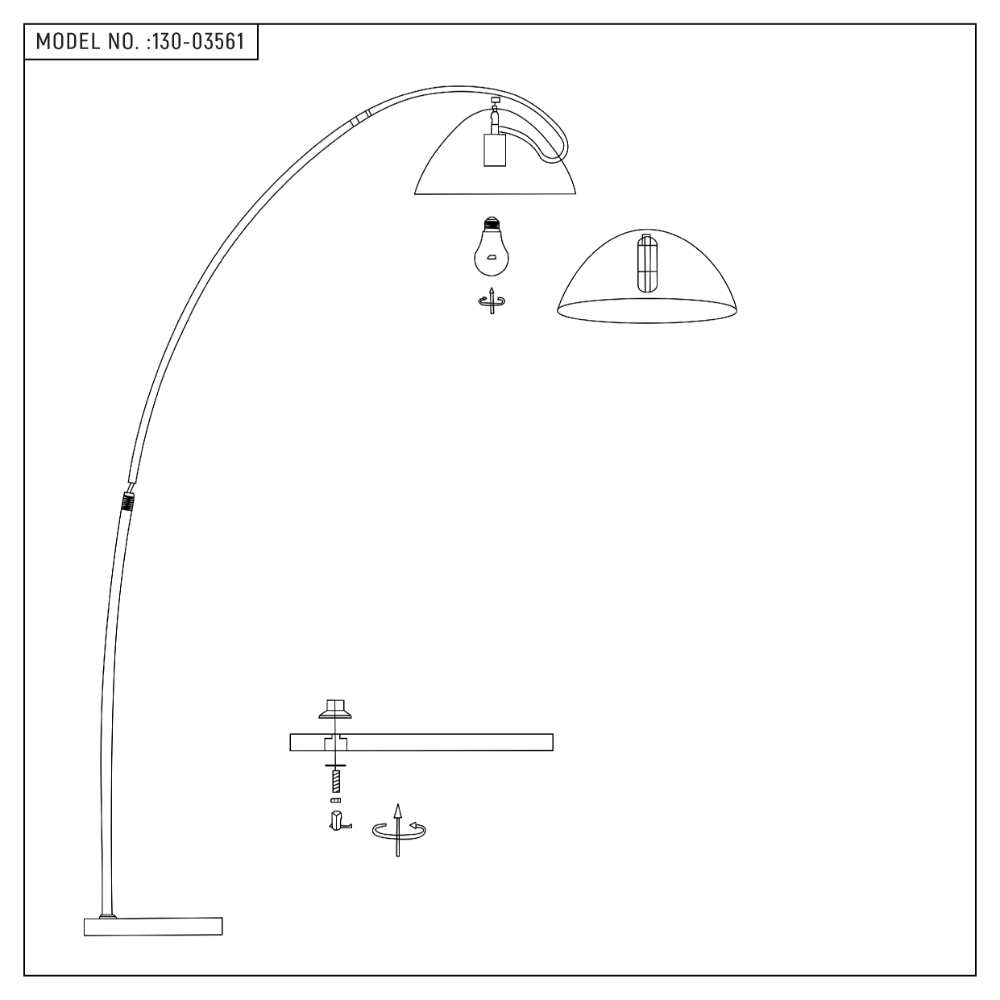 Lámpara de pie curva negra con pantalla de domo, ideal para salas modernas y elegantes, proporcionando luz suave y acogedora.