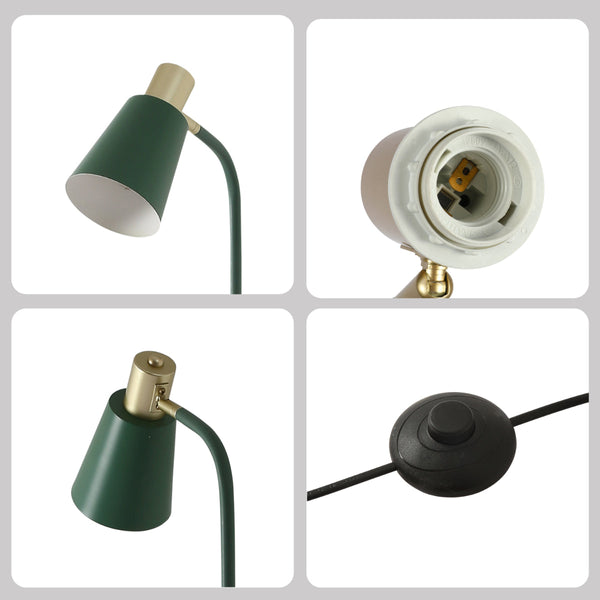 Lámpara de pie con diseño curvado y acentos dorados, perfecta para salones modernos y decoraciones elegantes.