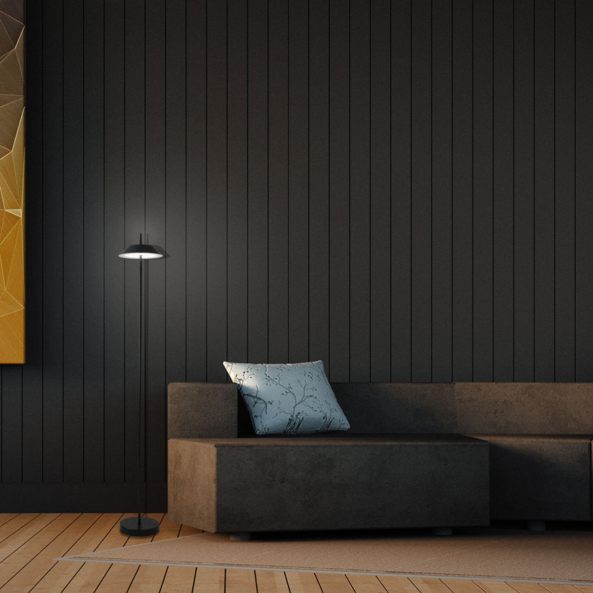 Lámpara de pie LED portátil de diseño elegante, ideal para salas modernas y espacio de lectura, con control de brillo y temperatura ajustable.