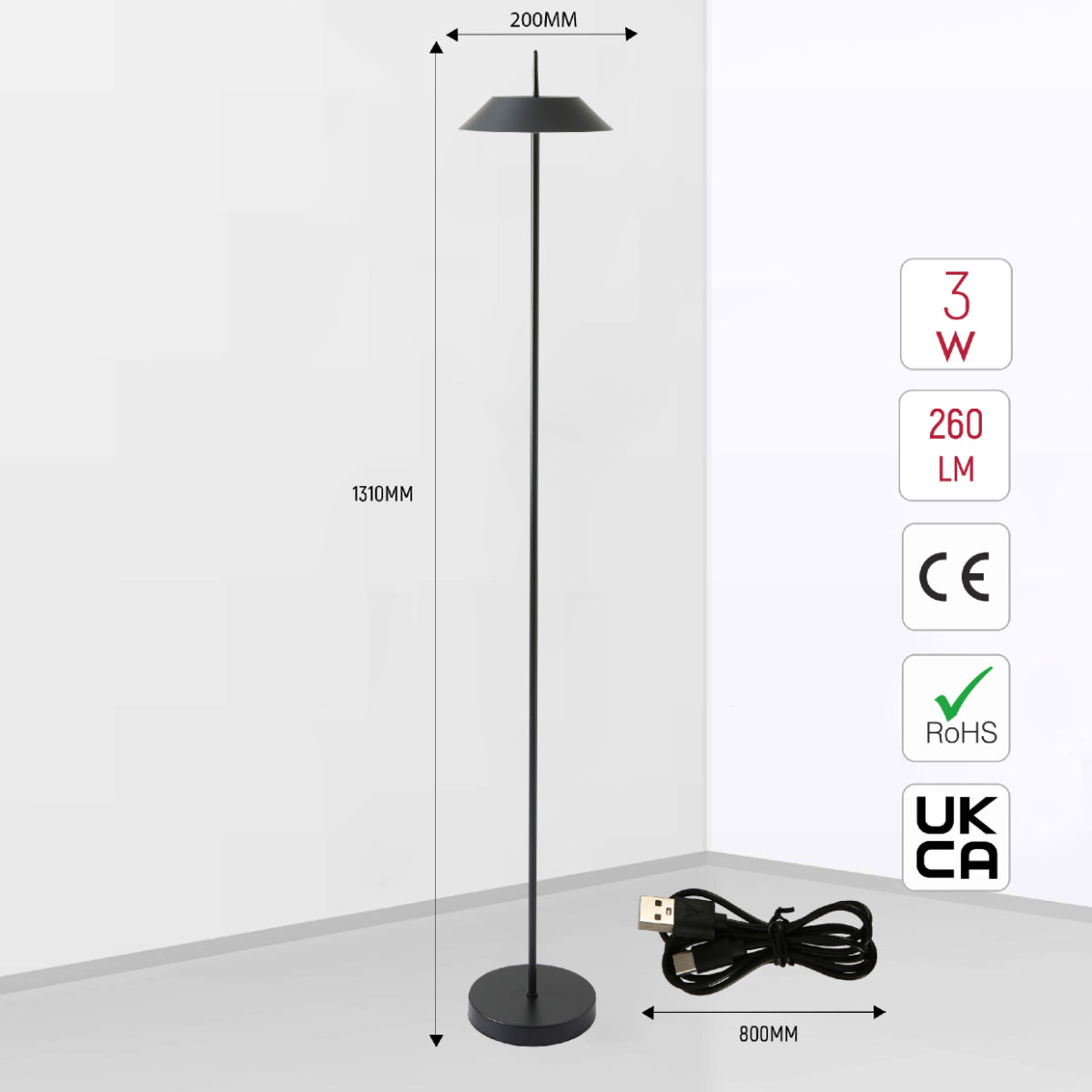 Lámpara de pie LED portátil de diseño elegante, ideal para salones modernos con atenuación y temperatura de color ajustable.