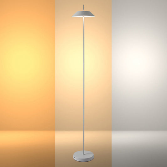 Lámpara de pie LED portátil de diseño elegante, ideal para oficinas modernas y espacios de trabajo con luz regulable y altura de 131 cm.