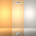 Lámpara de pie LED portátil de diseño elegante, ideal para oficinas modernas y espacios de trabajo con luz regulable y altura de 131 cm.