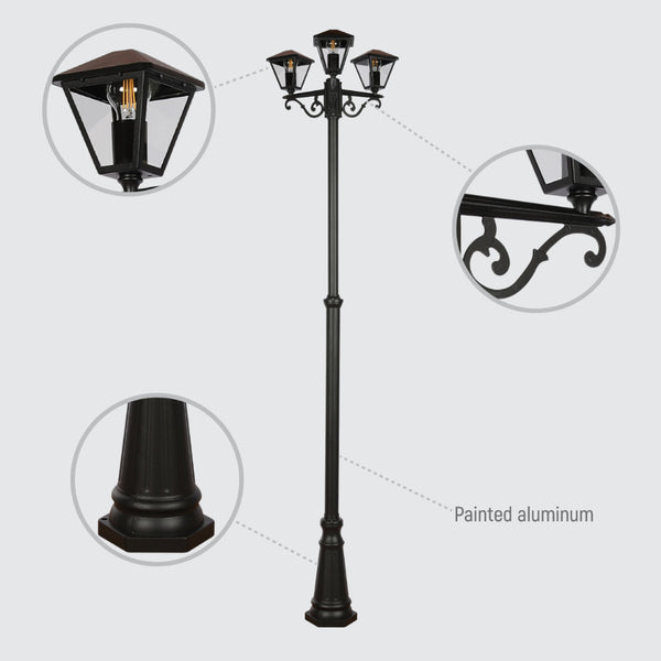 Lámpara de camino para jardín, con diseño elegante en negro, ideal para exteriores y decoraciones contemporáneas.