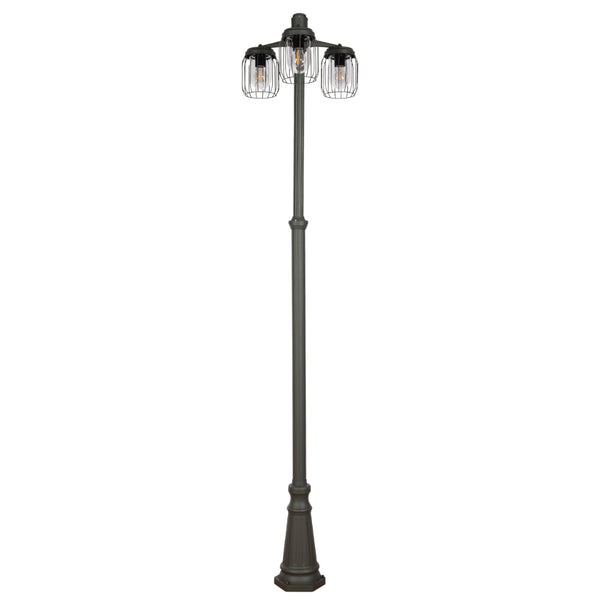 Lámpara de jardín de poste, ideal para senderos exteriores, con diseño moderno en gris oscuro para decorar espacios al aire libre.