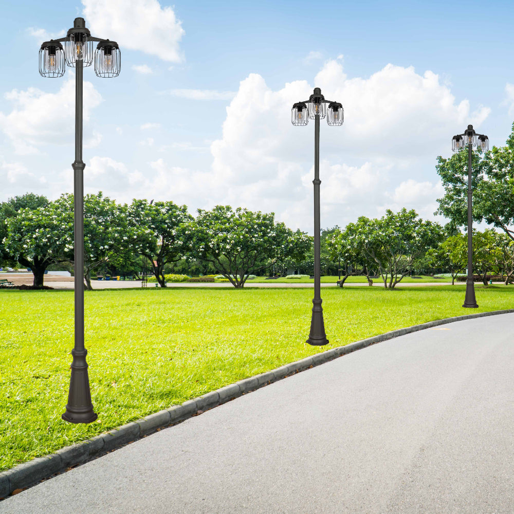 Lámpara de poste de jardín Tuela, ideal para caminos exteriores, con diseño moderno en gris oscuro, perfecta para espacios al aire libre.
