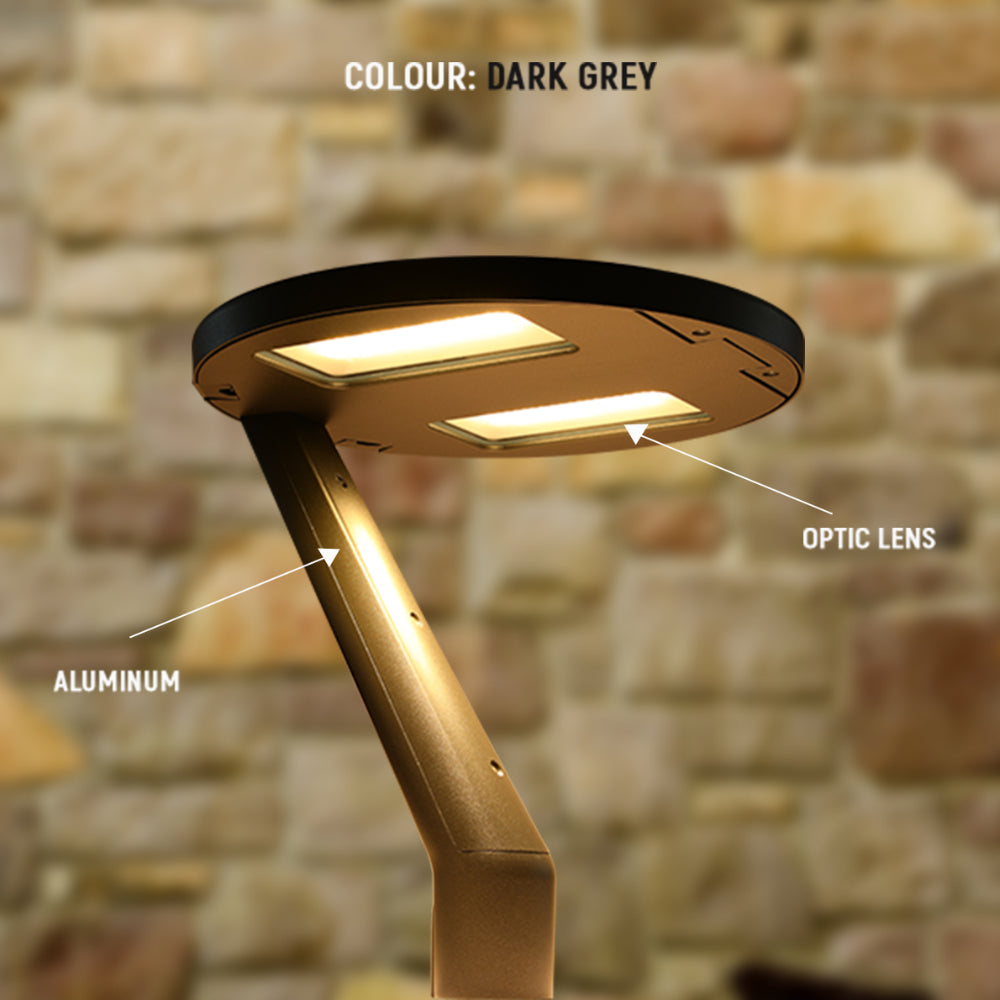 Farola de jardín LED de 60W, ideal para senderos y exteriores, estilo moderno, con tres temperaturas de color ajustables.