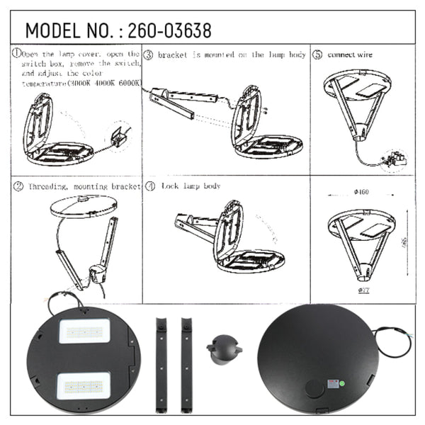 Lámpara de jardín LED de 60W, ideal para iluminar caminos en exteriores con un diseño moderno y elegante.