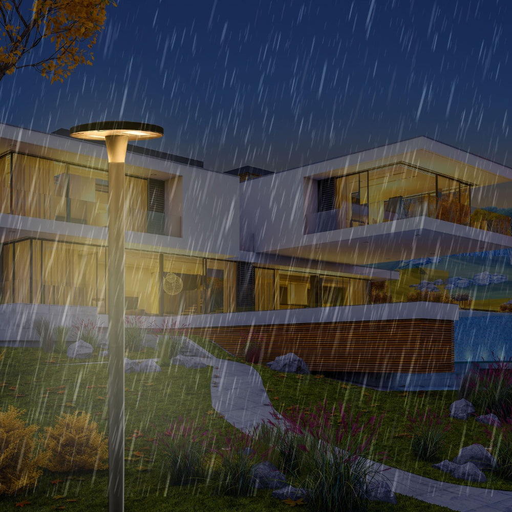 Lámpara de jardín LED de 60W, ideal para exteriores, perfecta para senderos con estilo contemporáneo y moderno.