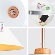 Detailed photo of white metal wood neck pendant light small e27