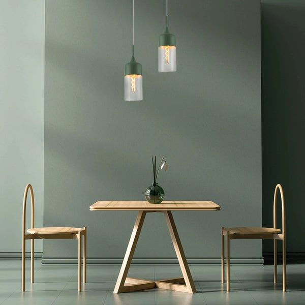 More interior usage of Macaron Salmon Pink Cylinder Glass Pendant Ceiling Light with E27 Fitting | TEKLED 158-19732 Waiting room Cafe Cafeteria Kitchen Island Lobby Lounge living room
