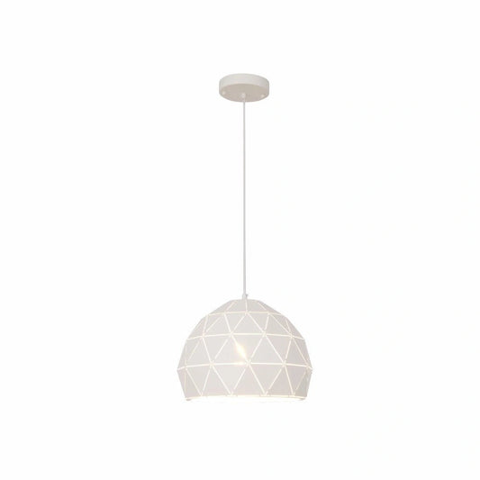Triangle Laser Cut Metal Dome Pendant Ceiling Light E27 White 150-18274