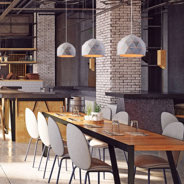 Cafe restaurant decoration with Triangle Laser Cut Metal Dome Pendant Ceiling Light E27