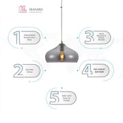 Close up shots of Smoky Glass India Dome Pendant Ceiling Light with E27 | TEKLED 150-15054