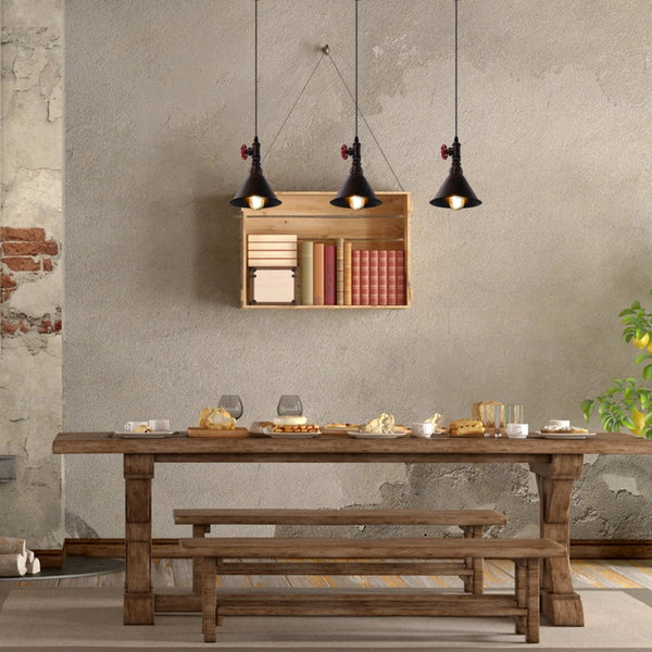 Interior application of Black Gules Metal Funnel Valve Pendant Ceiling Light Large with E27 | TEKLED 150-17964