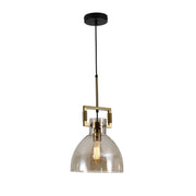 Main image Golden bronze metal amber glass dome pendant light dome