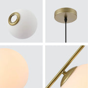 Detailed shots of Antique Brass Metal Opal White Glass Globe Pendant Ceiling Light D200 with E27 Fitting | TEKLED 158-19658