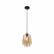 Main image of Amber Glass Schoolhouse Pendant Light L with E27 Fitting | TEKLED 159-17350