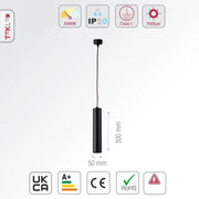Size and specs of LED Pendant Downlight 10W Warm White 3000K Black | TEKLED 172-030010
