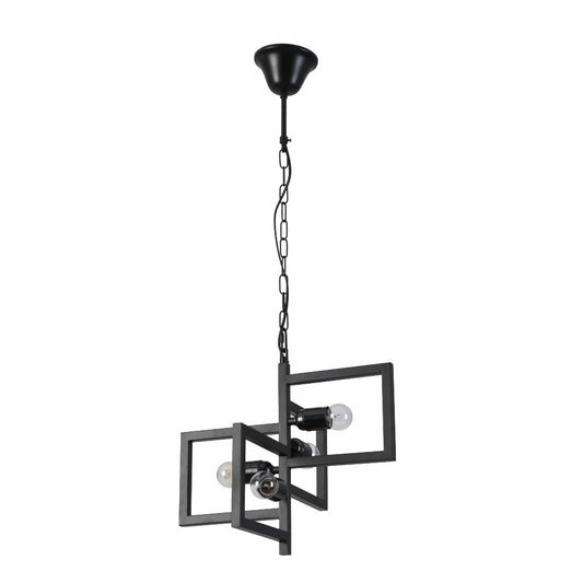 Main image of Black 4 Rectangle Pendant Light L375 with 4xE27 Fitting | TEKLED 158-17914
