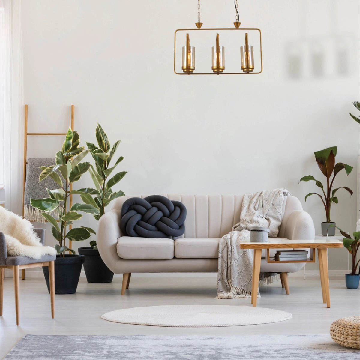 Indoor usage of Gold Metal Cage Body Amber Cylinder Glass Kitchen Island Chandelier Ceiling Light with 3xE27 Fitting | TEKLED 159-17444