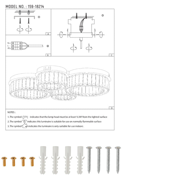 Luz de techo de cristal en anillos cuádruples, ideal para salones modernos; control remoto, perfecta para crear ambientes elegantes.