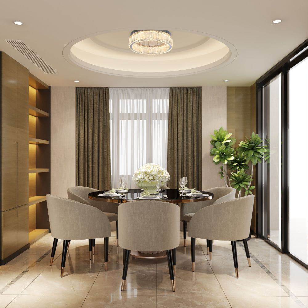 Luz de techo de cristal en forma de anillo, ideal para salones modernos, con control remoto y ajuste de 3 colores para un ambiente elegante.
