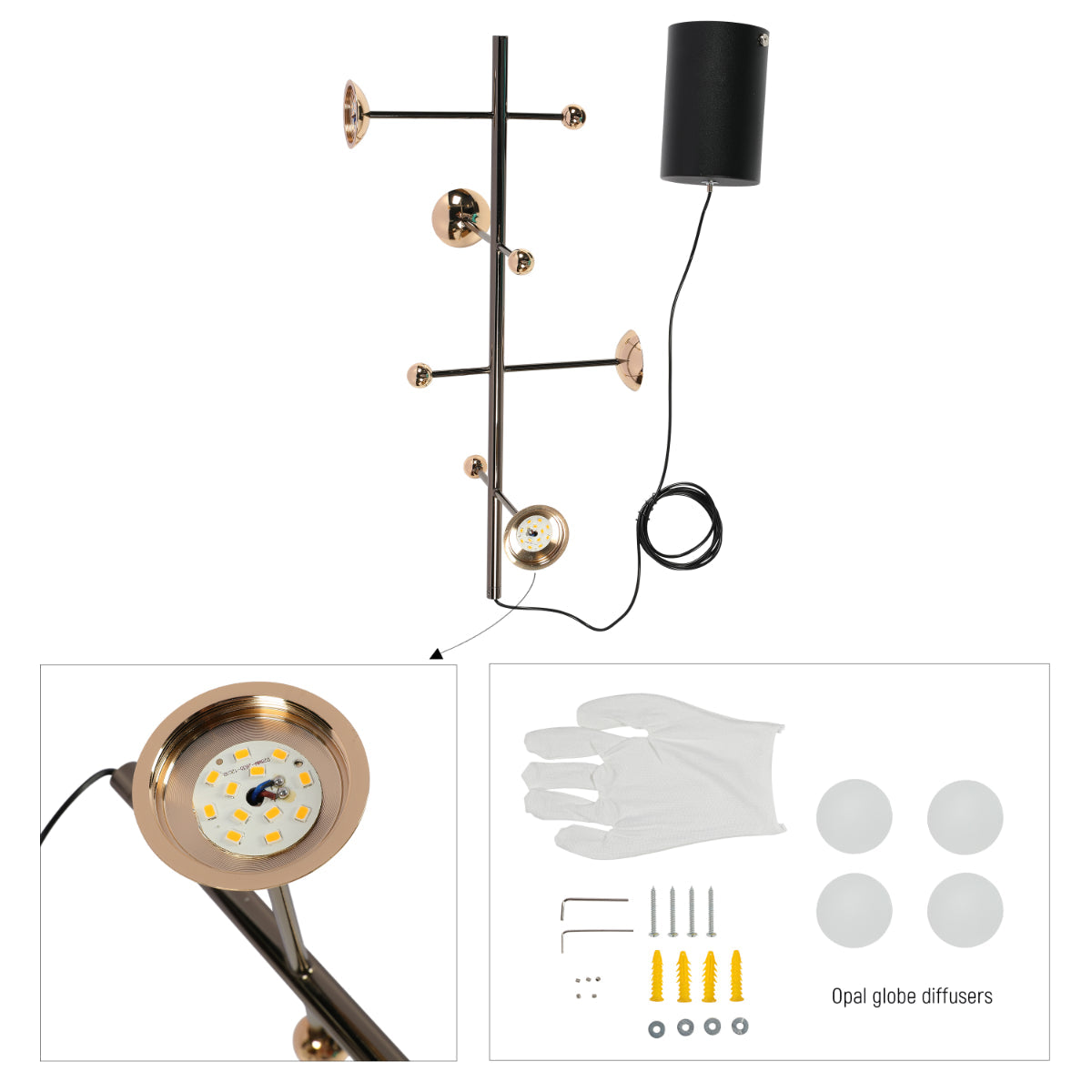 Lámpara de araña moderna y espaciosa de oro para habitaciones con decoración contemporánea y elegante, ideal para salones y comedores.