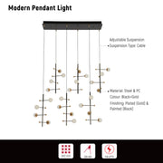 Primer plano de un candelabro moderno de oro, ideal para comedores elegantes con decoración contemporánea.