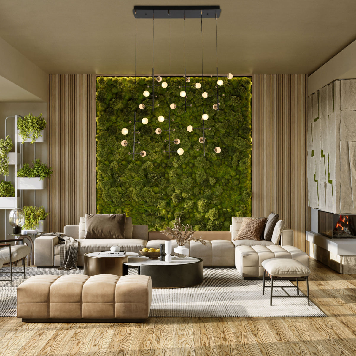 Lámpara de araña moderna en oro, ideal para comedores espaciosos con decoración elegante y contemporánea, aportando un toque de sofisticación.