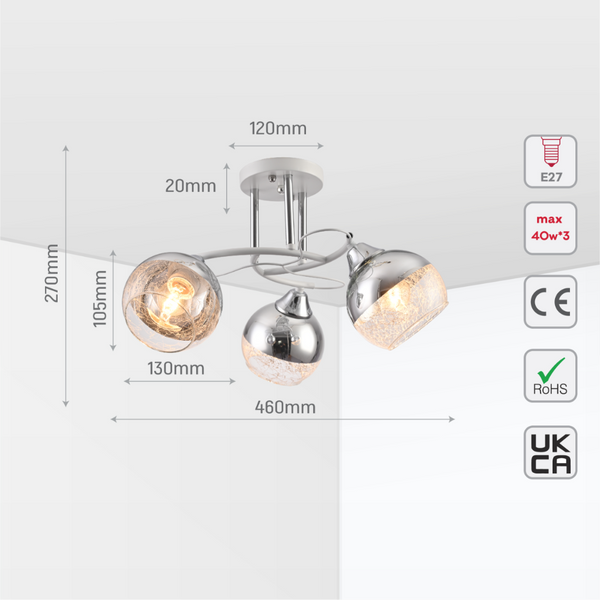 Luz de techo de vidrio con cono parcialmente espejo, ideal para salones contemporáneos con un estilo moderno y elegante.