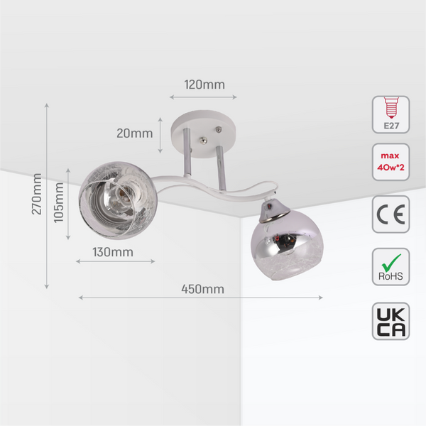 Luz de techo de cono de vidrio con espejo parcial, perfecta para salones modernos y decoraciones contemporáneas.