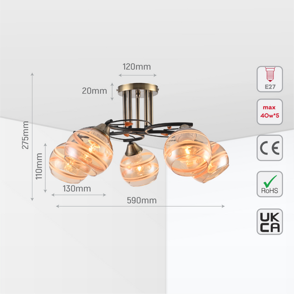 Luz de techo con cono de vidrio espejo parcial, ideal para salas con estilo moderno y decoraciones elegantes.