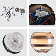 Luz de techo cónica de vidrio espejo parcial en metal cromado, perfecta para salas modernas y elegantes.