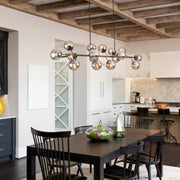 Black Smoky 16 globe molecule style ceiling light in action