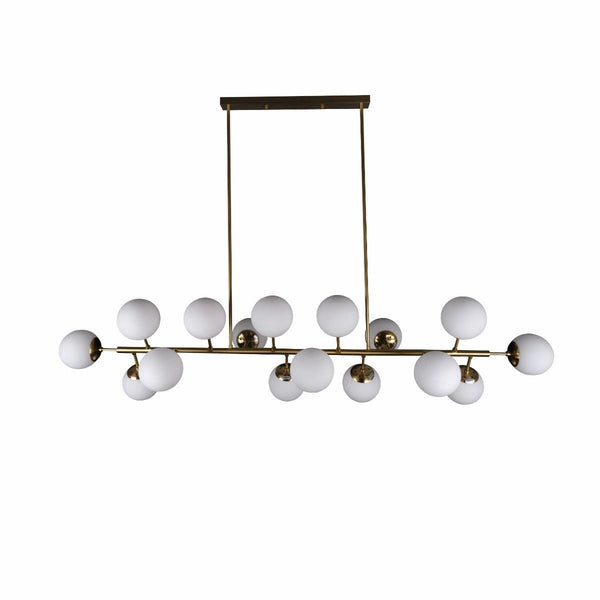 Main image of Opal Globe Glass Gold Body Island Chandelier Light with 16xE27 Fittings | TEKLED 159-17474