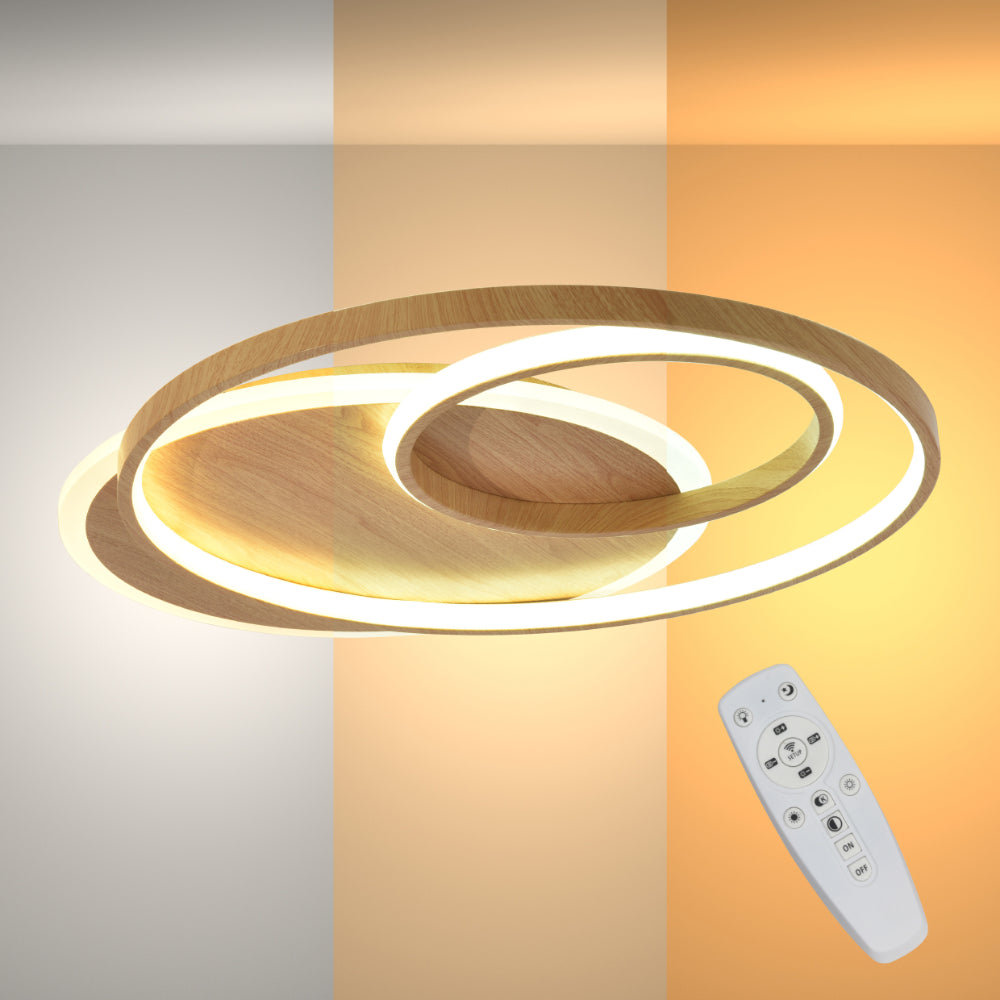 Luz de techo cuadrada con acabado en madera, ideal para interiores contemporáneos nórdicos y escandinavos. Perfecta para salas de estar.