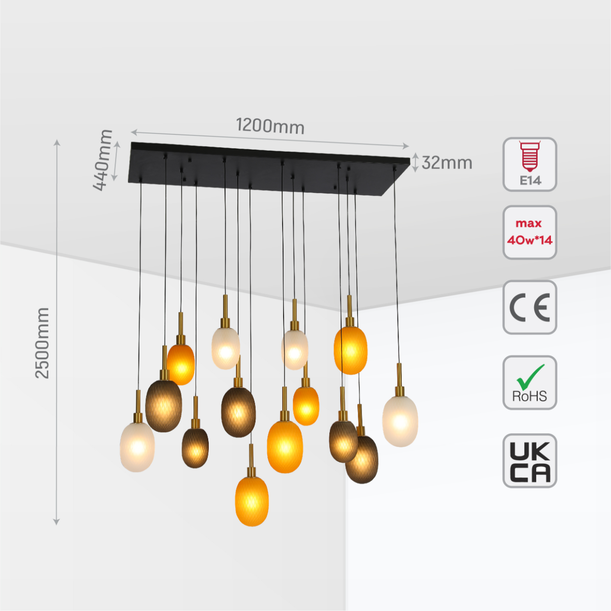 Luz de techo colgante multi-péndulo, ideal para comedores elegantes con estilo contemporáneo.