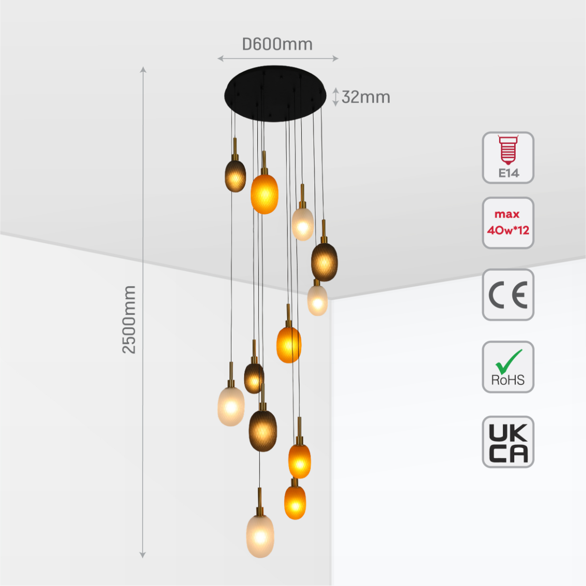 Luz de techo de múltiples pendientes en un salón moderno, ideal para crear ambientes elegantes y contemporáneos.