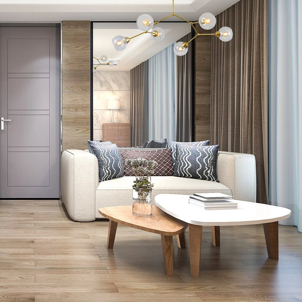 Interior application of Clear Glass Gold Wishbone Branch Twig Semi Flush Modern Sputnik Ceiling Light with 6xE27 Fitting | TEKLED 159-17808