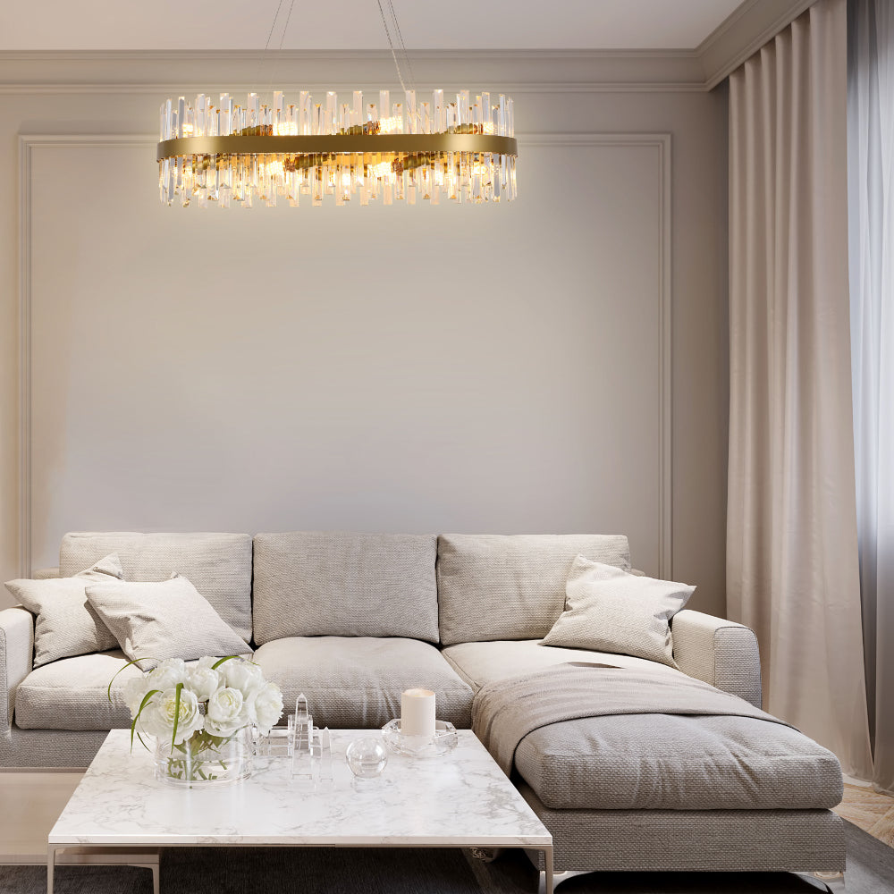 Interior application of Coffin Crystal Gold Metal Chandelier D600 with 16xE14 Fitting | TEKLED 156-19558
