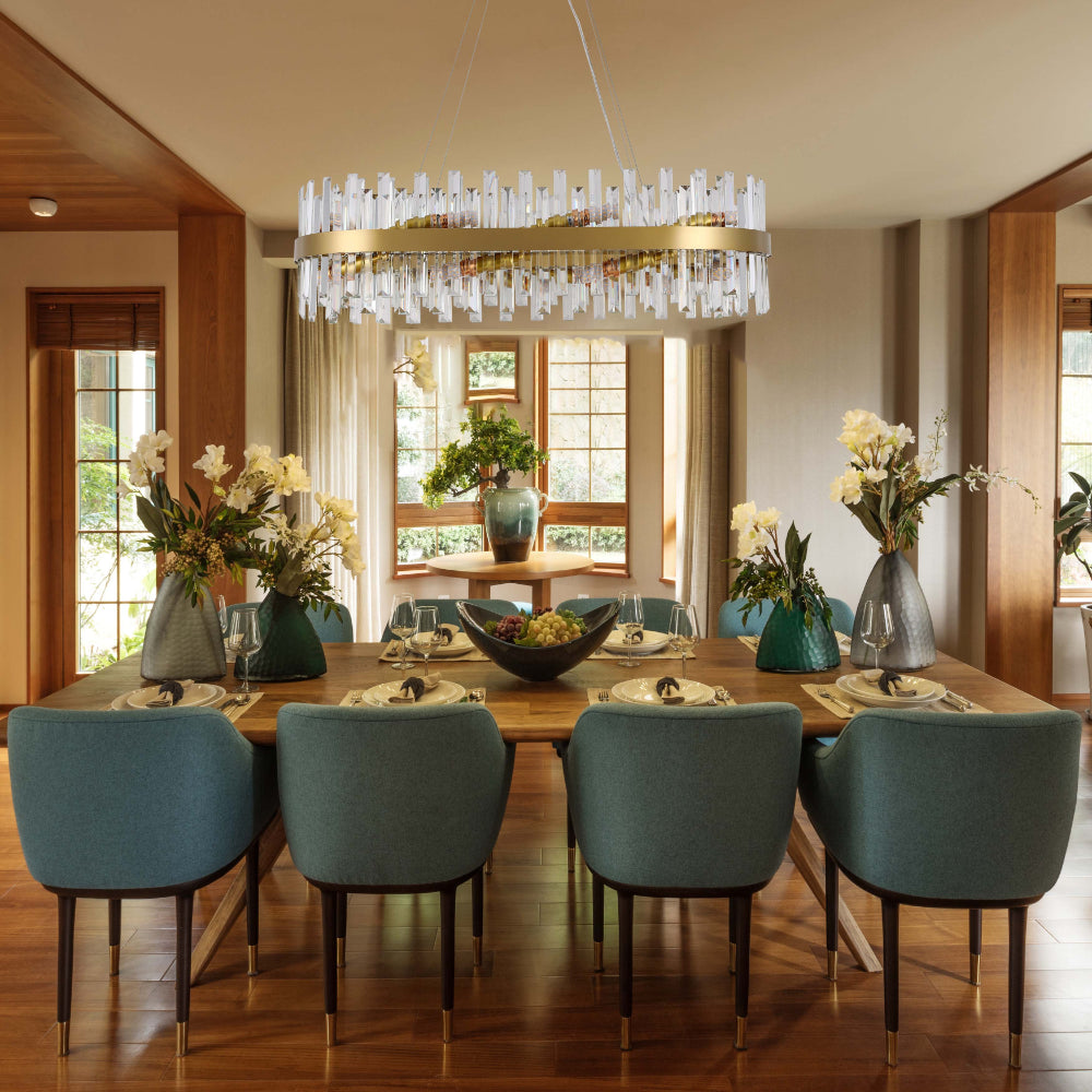 Indoor usage of Coffin Crystal Gold Metal Chandelier D800 with 20xE14 Fitting | TEKLED 156-19560