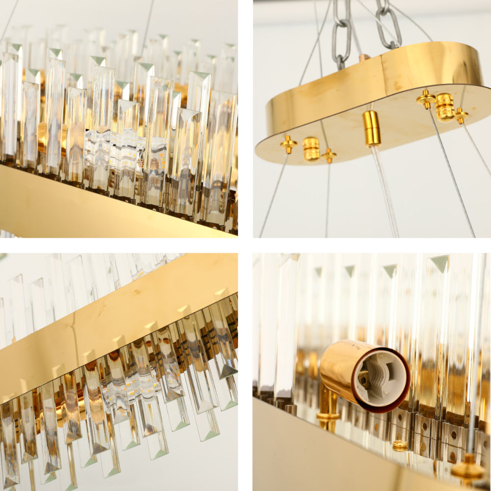 Detailed shots of Coffin Crystal Gold Metal Chandelier D600 with 16xE14 Fitting | TEKLED 156-19558